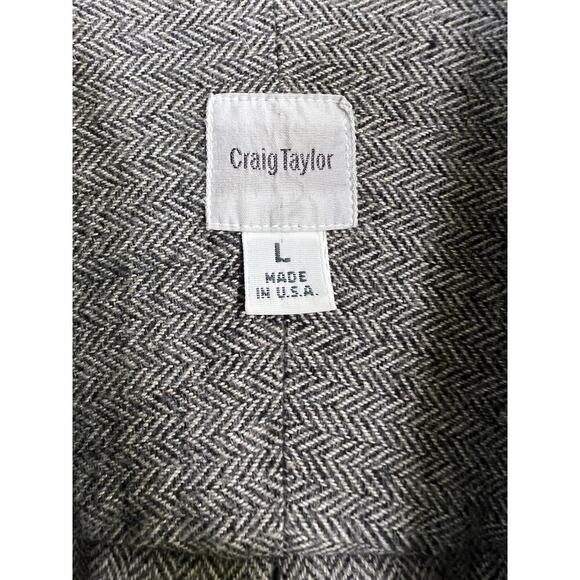 Craig Taylor Egyptian Cotton Button-Down Flannel Shirt Men L USA Made Gray - Picture 3 of 11